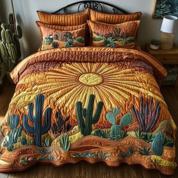 Cactus Sunrise 3-Piece Quilted Bedding Set